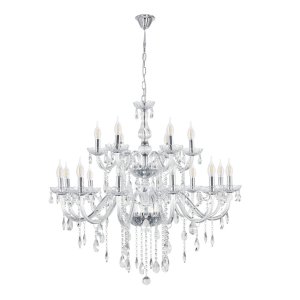 Závesná lampa Cristallo chróm 18x40W E14 priehľadná
