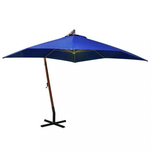 Závěsný slunečník s dřevěnou tyčí Ø 300 cm Dekorhome - BAREVNÁ VARIANTA: Modrá