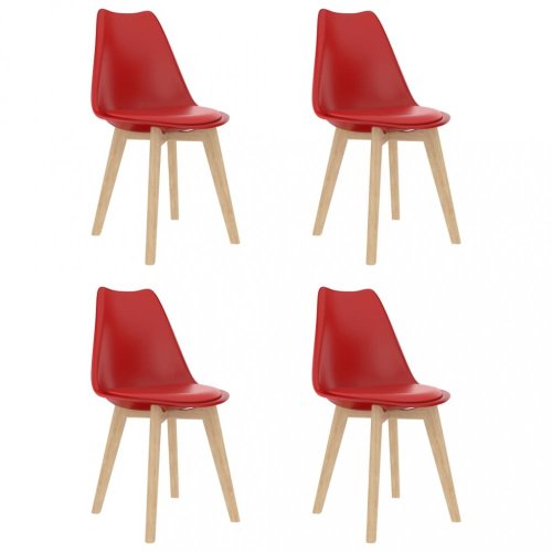 Jídelní židle 4 ks plast / umělá kůže / buk Dekorhome - BAREVNÁ VARIANTA: Oranžová