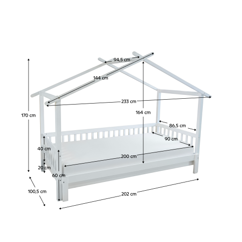 Detská Montessori posteľ KESIO s prístelkou