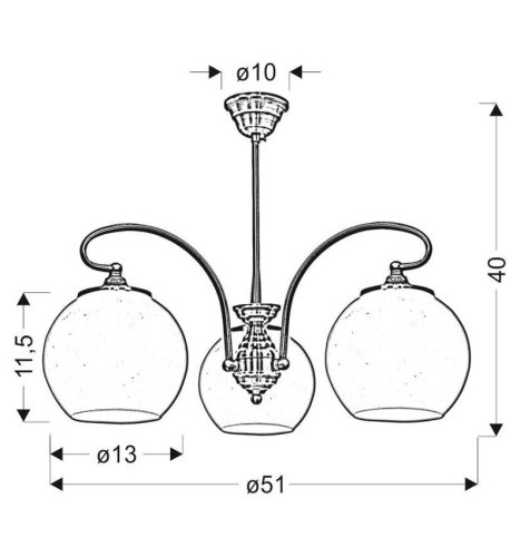 Závesná stropná lampa 3X60W E27 patinovaná medená ORBIT