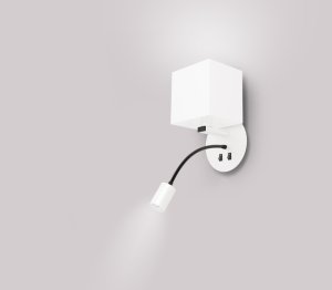 Bílá hotelová nástěnná lampa s LED čtecí lampou Magnum