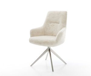 Jídelní židle Zelia-Flex s područkami plyšový manšestr krémová