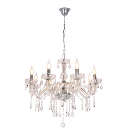Závěsná lampa Cristallo chrom 8x40W E14 transparentní