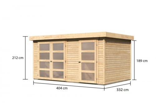 Dřevěný zahradní domek 404x332 cm Dekorhome - BAREVNÁ VARIANTA: Šedá
