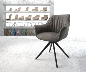 Otočná stolička Keila-Flex s podrúčkami antracitová vintage krížová