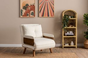 Rozkladacie kreslo Cosmo Single - Teddy Fabric-White