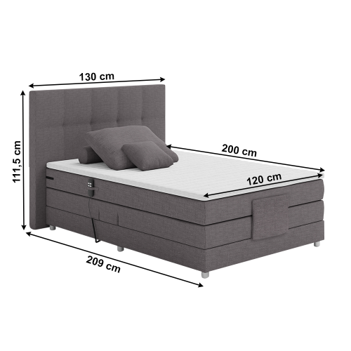 Elektrická polohovací boxspringová postel ISLA - ROZMĚR LŮŽKA: 160 x 200 cm