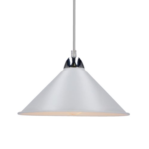Závesná lampa Avola, chróm, 26 l/60W, tienidlo E27, biela