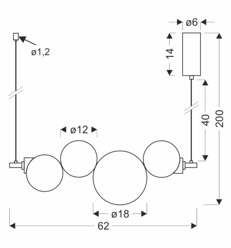 PLAYA lampa wisząca czarny pozioma 12W LED 3000K klosz bezbarwny