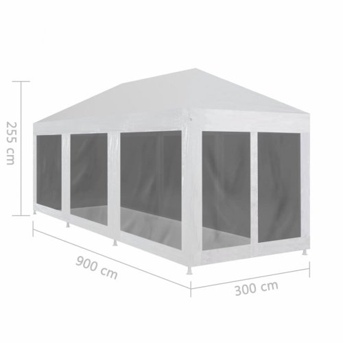Zahradní party stan s bočnicemi bílá / černá Dekorhome - DÉLKA: 12 m
