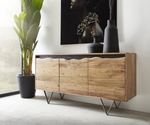 Komoda Stonegrace 147x45 cm akácie přírodní 3 dvířka nepravidelná