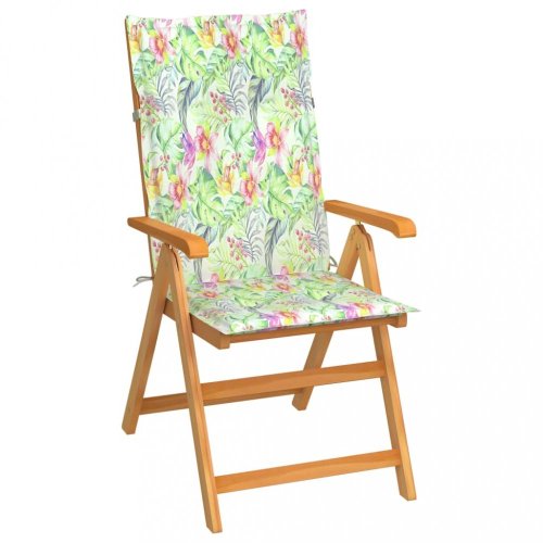 Skládací zahradní židle s poduškami teak / látka Dekorhome - BAREVNÁ VARIANTA: Šedá kostka