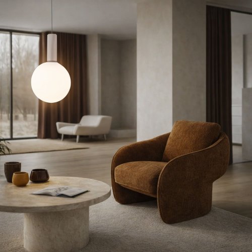 Lampa wisząca Testa kula szklana beżowa z białym kloszem 1x10W G9