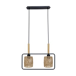 Závesná lampa Crown, čierna, 2x40W, E27, béžové tienidlo