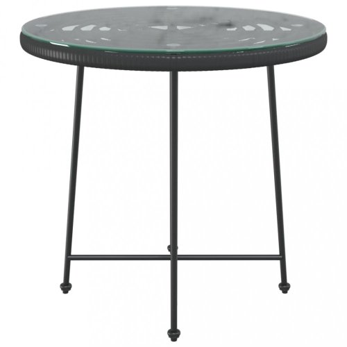 Jídelní stůl černý Ø 80 cm tvrzené sklo a ocel