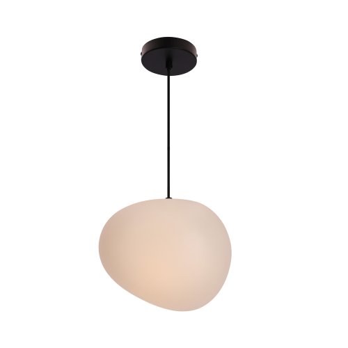 Závesná lampa STONES 25 cm v japonskom štýle - s tienidlom inšpirovaným bielym kameňom - minimalistické stropné osvetlenie do obývačky E27