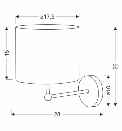 TOPI čierna nástenná lampa 1x40W E27 krémové tienidlo
