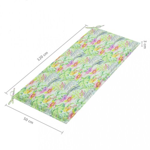 Batavia lavice s poduškou se vzorem listů 120 cm masivní teak