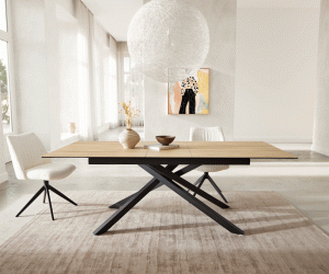 Jedálenský stôl Edge 180-220x100 keramický Laminam® Sabbia krížová