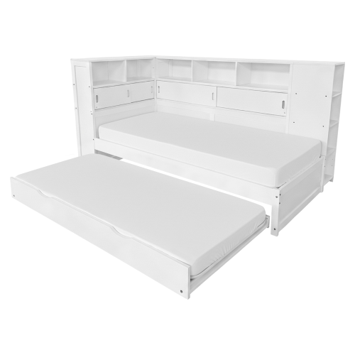 Posteľ s regálmi a prístelkou LENDON