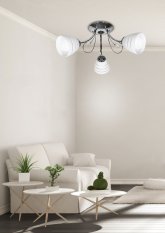 Stropné svietidlo chróm 3x40W biele tienidlo s kryštálmi Simpli