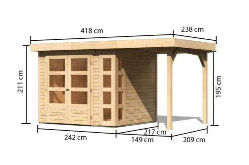 Drevený záhradný domček KERKO 3 s prístavkom 150 Dekorhome
