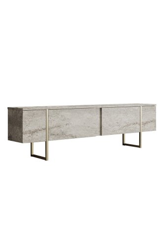 TV stolek Luxe - Travertine, Gold