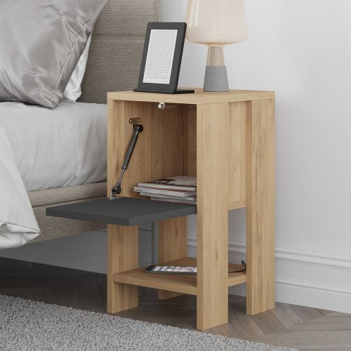 Nočný stolík Ema - Oak, Anthracite