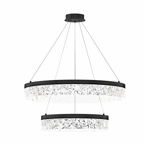 Očarujúca závesná lampa FROZI – čierne tienidlo s kryštálmi – moderný LED luster do luxusnej obývačky