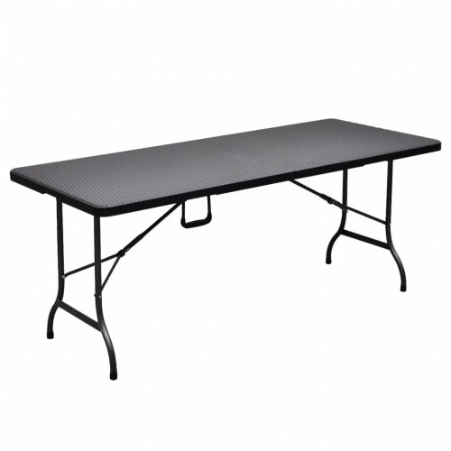 Skládací zahradní stůl 180x75 cm černá imitace ratanu