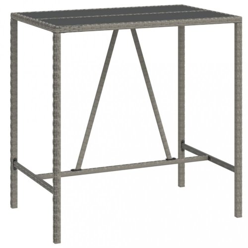 Barový stůl se skleněnou deskou šedý 110x70x110 cm polyratan