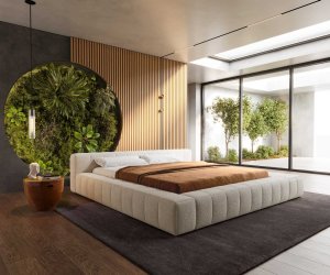 Čalouněná postel Espazio 180x200 cm bouclé krémovo-bílá s úložným