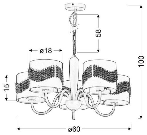 Závesná lampa biela s korálkovým lustrom 5xE27 Antonio