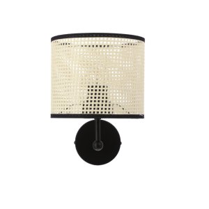 TOPI čierna nástenná lampa 1x40W E27 krémové tienidlo