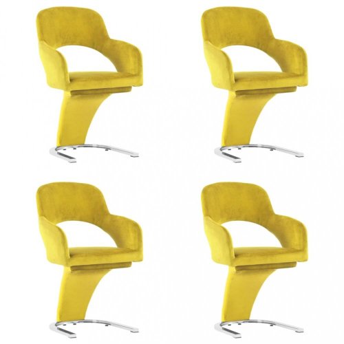 Jídelní židle 4 ks samet / chrom Dekorhome - BAREVNÁ VARIANTA: Žlutá