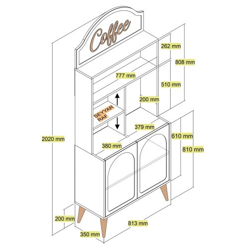 Coffee Bar Cabinet Lyon 80 - Cream, Walnut - POSLEDNÝ KUS