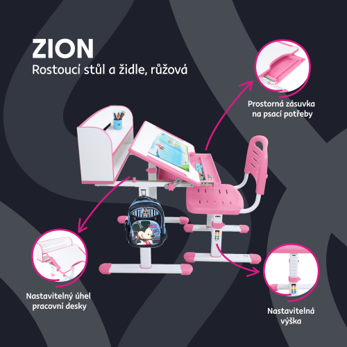 Rastúci detský stôl a stolička ZION