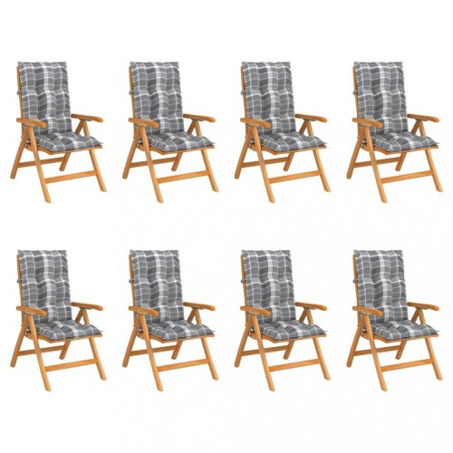 Skládací zahradní židle s poduškami 8 ks teak / látka Dekorhome - BAREVNÁ VARIANTA: Vínová