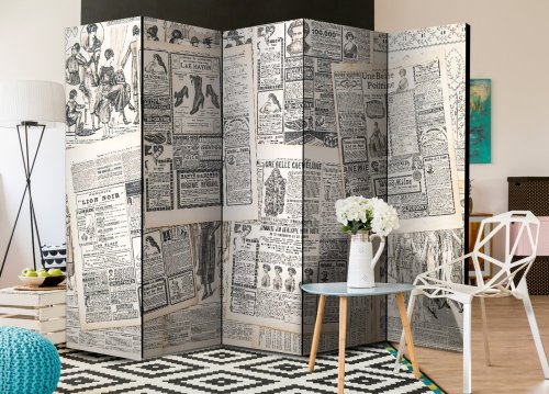Paraván Vintage Newspapers Dekorhome - ROZMER: 135x172 cm (3-dielny)