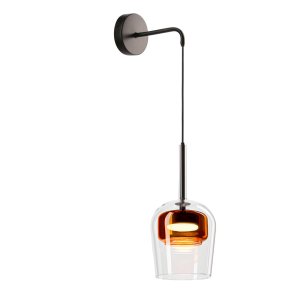 Kinkiet Glaxi szklany klosz transparentny i brązowy do sypialni 1xGX53