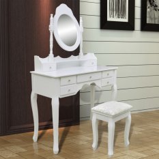 Toaletný stolík s taburetom biela Dekorhome