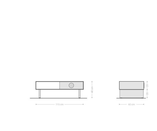 Konferenční stolek Surimu 115x60x35 cm akácie světle hnědá 2 zásuvky