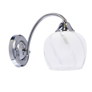 Nástěnná lampa Prego, chrom, E27, průhledné stínidlo