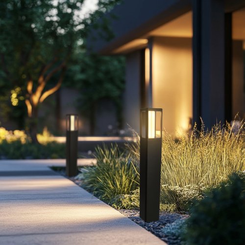 Záhradná LED lampa CROCUS – čierny stĺp 2x6W IP65 – moderné osvetlenie záhradných chodníkov