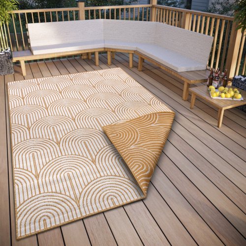 Kusový koberec Pangli 105849 Ochre – na ven i na doma 120x170 cm
