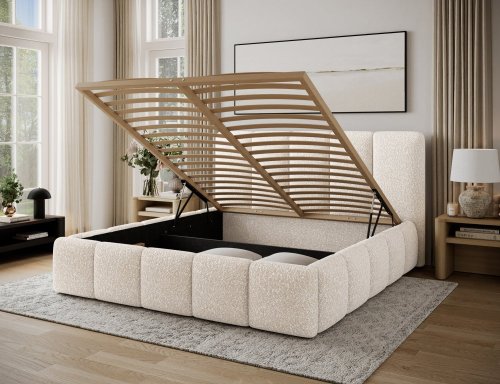 Posteľ Edvige + Drevený rám + plynový piest + kontajner 180x200