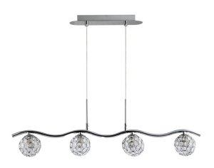 Závesná lampa 4X40W G9 chróm/priehľadná