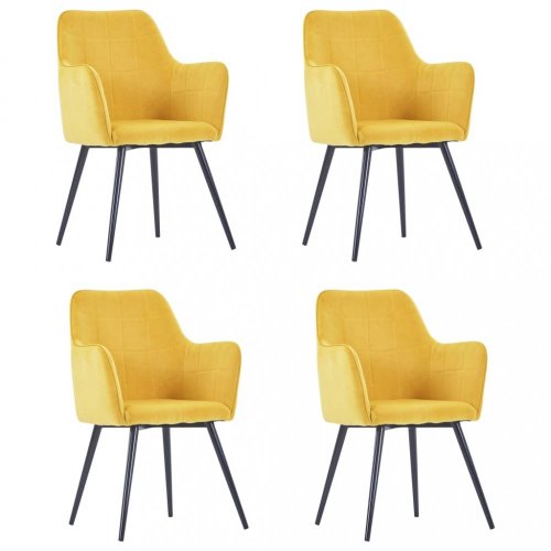 Jídelní židle 4 ks samet / ocel Dekorhome - BAREVNÁ VARIANTA: Žlutá