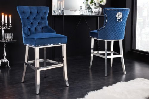 Chesterfield barová židle FRIXON Dekorhome - BAREVNÁ VARIANTA: Modrá